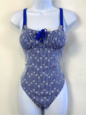 NWT Seamolly Blue Cheeky High Cut One Piece Womens Swimsuit / Large